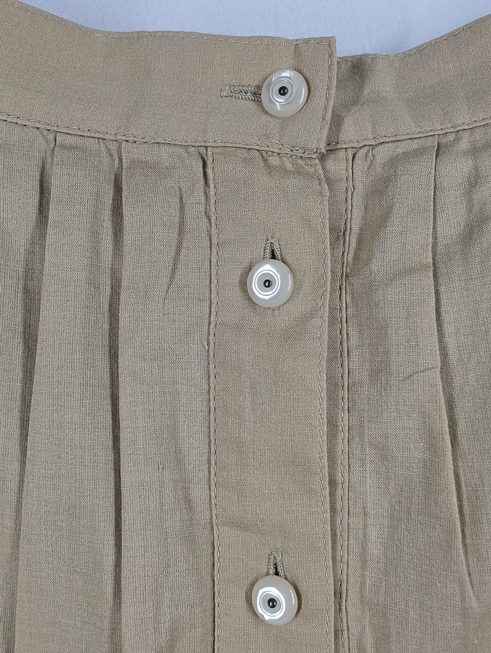 Lauren Ralph Lauren Khaki Cotton Tiered Prairie Maxi Skirt 6 Button Front - Picture 4 of 11